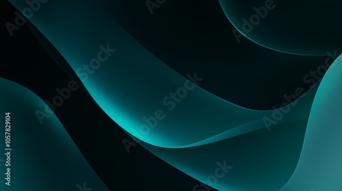 A minimalistic wallpaper with a dark blue and teal gradient background, featuring an abstract shape.