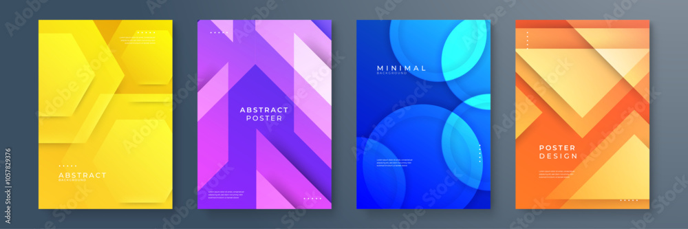 Fototapeta premium Modern Vibrant Abstract Geometric Poster Designs