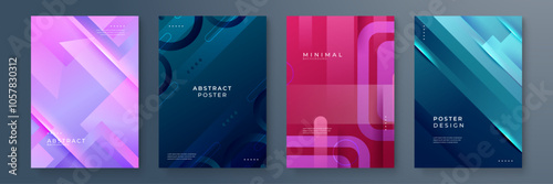 Modern Abstract Posters with Vibrant Geometric and Gradient Designs