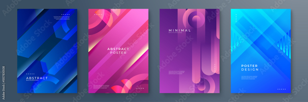 Naklejka premium Modern Abstract Posters With Bold Geometric Designs