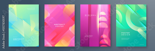 Modern Abstract Posters with Vibrant Geometric and Gradient Designs
