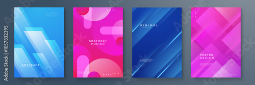 Colorful Modern Abstract Poster Designs with Geometric Shapes