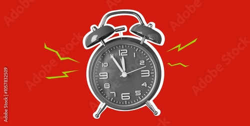 Ringing alarm clock on red ...