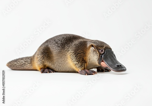 Close-up of a platypus isolated on white background