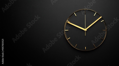 Wallpaper Mural Elegant Gold Clock on Minimalist Black Background with Modern Style Details and Design Torontodigital.ca