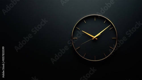 Wallpaper Mural Elegant Golden Wall Clock on Minimalist Dark Background with Sophisticated Design Torontodigital.ca