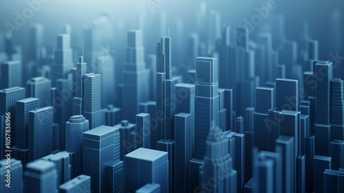 Monochromatic blue downtown city scape banner