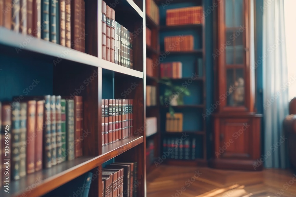 blurred bookshelf in library room for your background design blurred bookshelf in library room for your background design