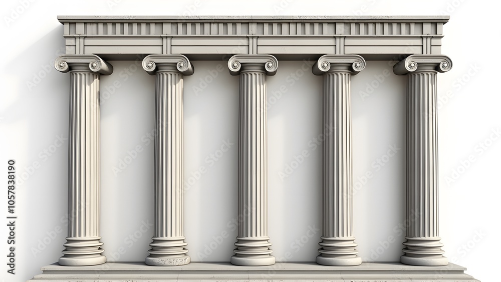 Pair of Classical Columns Isolated on White Background