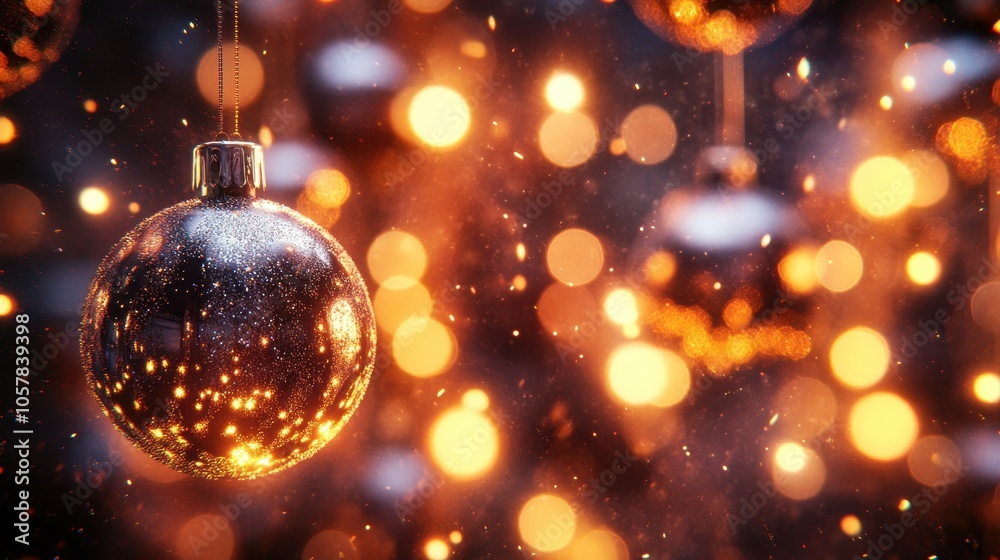 Magical Christmas Ornament in Warm Bokeh Lights Magical Christmas Ornament in Warm Bokeh Lights