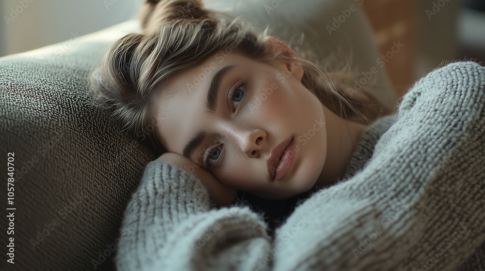 Intimate Portrait of a Young Woman in Cozy Sweater Intimate Portrait of a Young Woman in Cozy Sweater