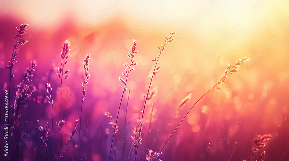 Sunset Meadow with Wildflowers and Soft Light Sunset Meadow with Wildflowers and Soft Light