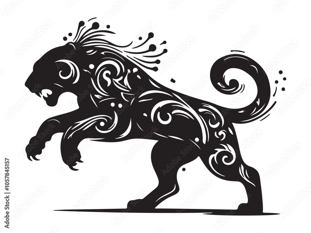 Fototapeta premium Panther Silhouette Design And Panther Vector illustration logo and icon style