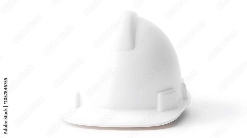 Isolated white construction helmet in a mockup style, front-facing and centered against a clean white background. Generative AI