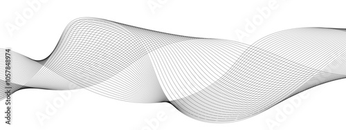 Abstract wavy white and grey curved lines on transparent background. Frequency sound wave lines and technology background, Design for brochure, flyer, banner, template, business wave lines background.