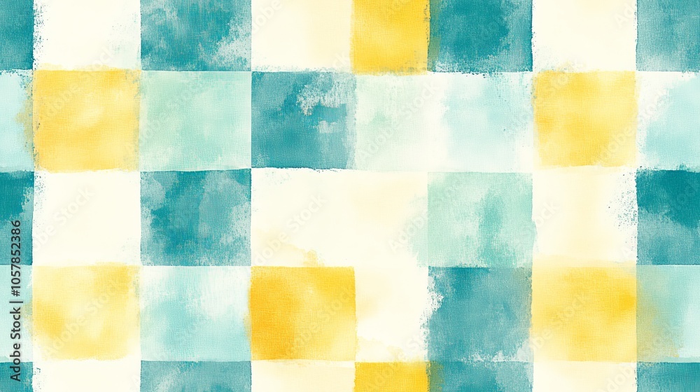 Abstract Watercolor Pattern: Yellow and Blue Squares Abstract Watercolor Pattern: Yellow and Blue Squares