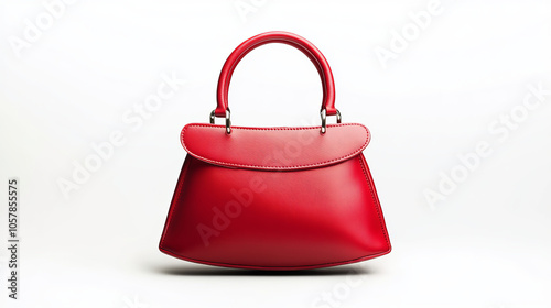 A stylish red women's handbag with a single handle, set against a white background.