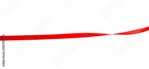 Finish. One red ribbon isolated on white