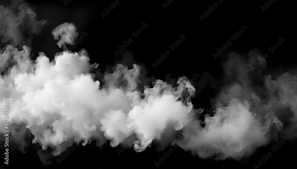 White horizontal smoke collection on black background. Fog or smoke set isolated on black background. White cloudiness, mist or smog background isolated with white highlights, png White horizontal smoke collection on black background. Fog or smoke set isolated on black background. White cloudiness, mist or smog background isolated with white highlights, png