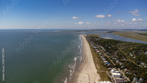 Aerial view of South Carolina beach from a drone photo