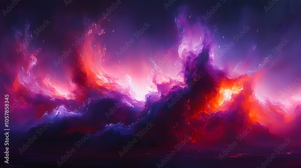 A purple and orange cloud with a red streak. The cloud is very large and has a lot of detail