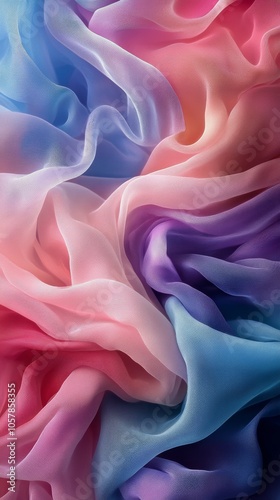 Soft waves of pastel fabric creating an elegant texture with gentle colors bl...
