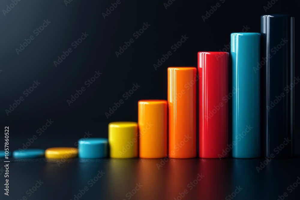 Abstract 3D bar chart, colorful and sleek, data visualization, modern design Abstract 3D bar chart, colorful and sleek, data visualization, modern design