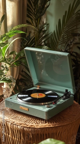 Listening to vinyl records by the window while surrounded by greenery in the afternoon