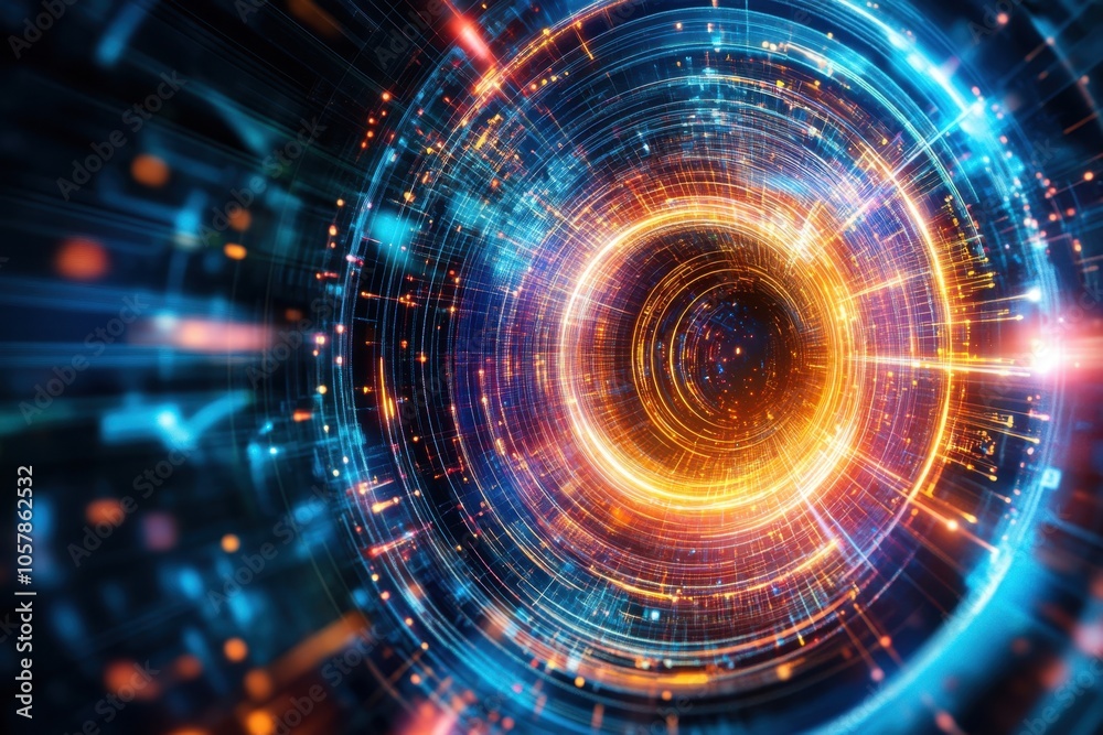 Quantum Computing Core Surrounded by Vibrant Data Pulses Quantum Computing Core Surrounded by Vibrant Data Pulses
