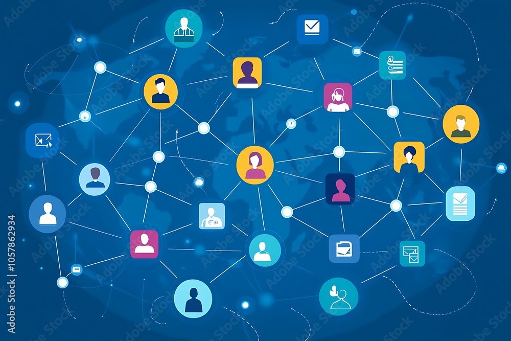 Global Network of People Connected by Technology