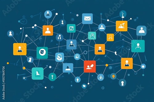 Wallpaper Mural Interconnected Business Network People, Icons, and Nodes Torontodigital.ca