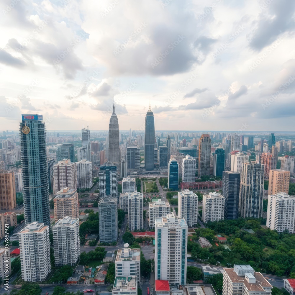 Naklejka premium Aerial view of ho chi minh city skyline Condominium 