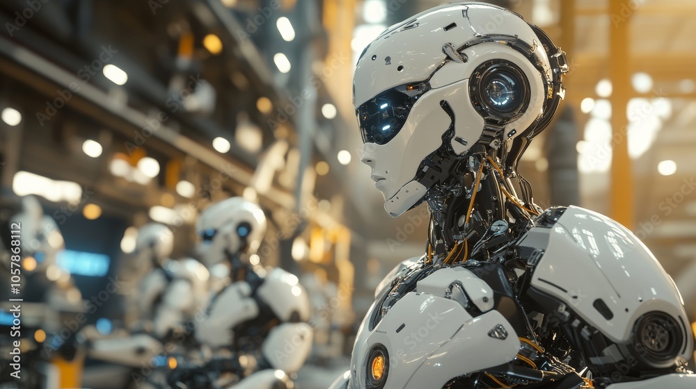 A robot technology scene featuring humanoid robots and robotic arms working in an industrial plant, demonstrating the precision and efficiency of modern robots in manufacturing. A robot technology scene featuring humanoid robots and robotic arms working in an industrial plant, demonstrating the precision and efficiency of modern robots in manufacturing.