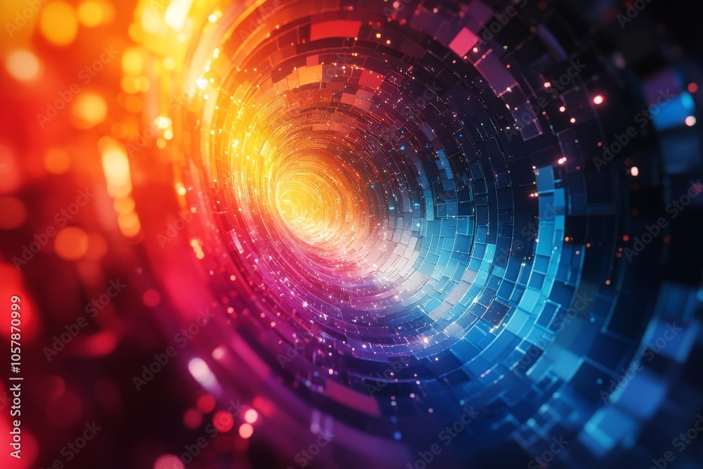 Colorful pie chart, neon effects, futuristic background, data visualization Colorful pie chart, neon effects, futuristic background, data visualization