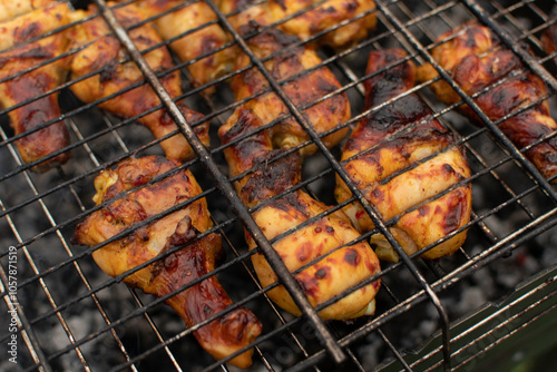 Chicken legs on the grill