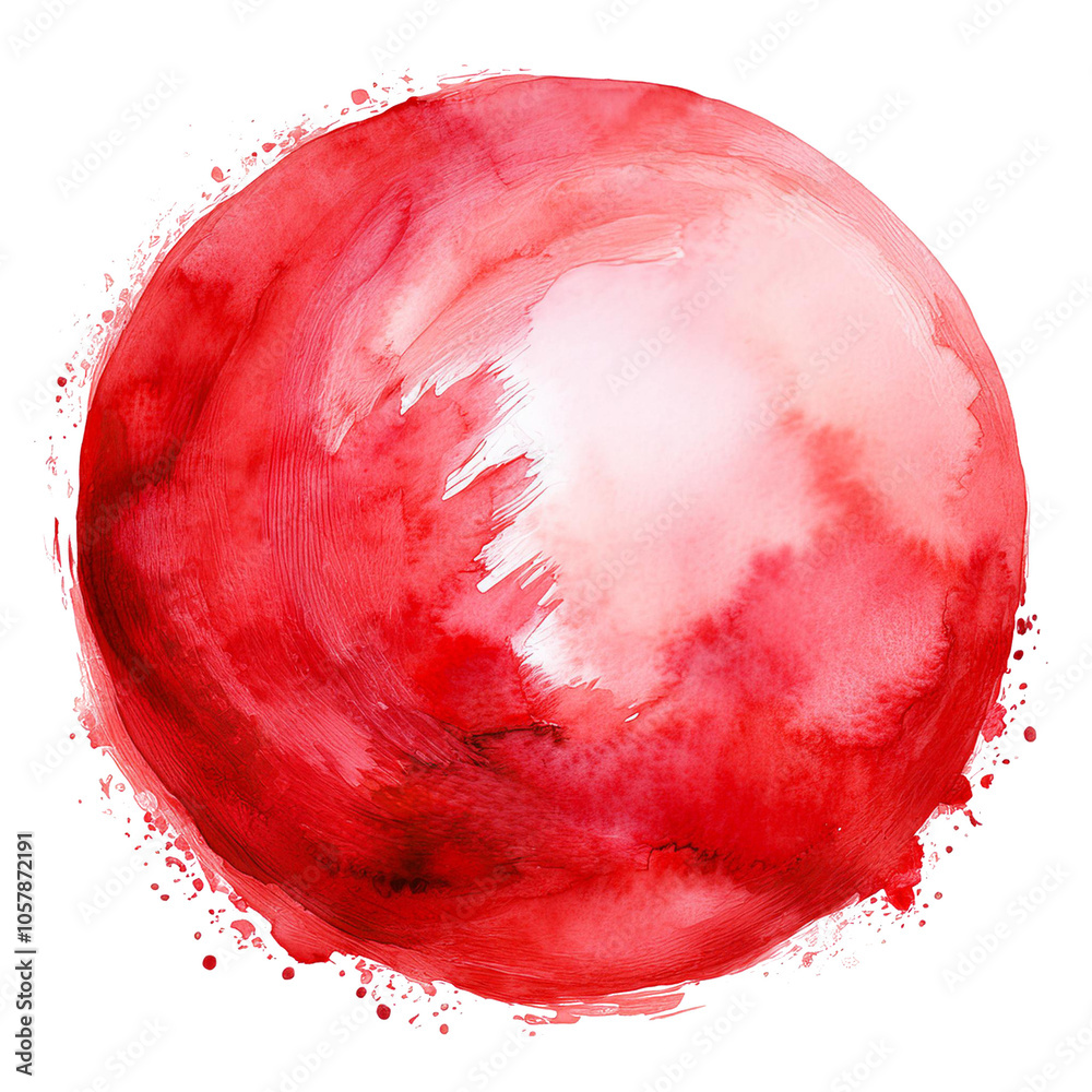Red watercolor circle isolated on white background, cutout Red watercolor circle isolated on white background, cutout