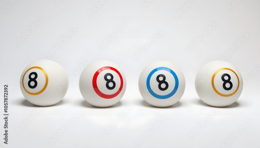 Set of four magic 8 balls with indecisively positive predictions isolated on white background isolated with white highlights, png Set of four magic 8 balls with indecisively positive predictions isolated on white background isolated with white highlights, png