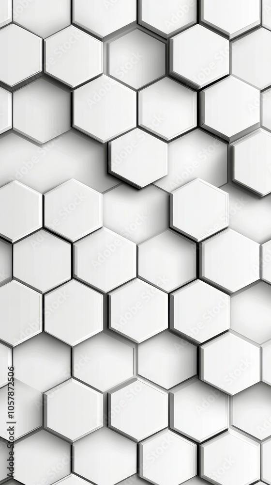 Abstract white hexagons form a textured wall design in modern architecture Abstract white hexagons form a textured wall design in modern architecture