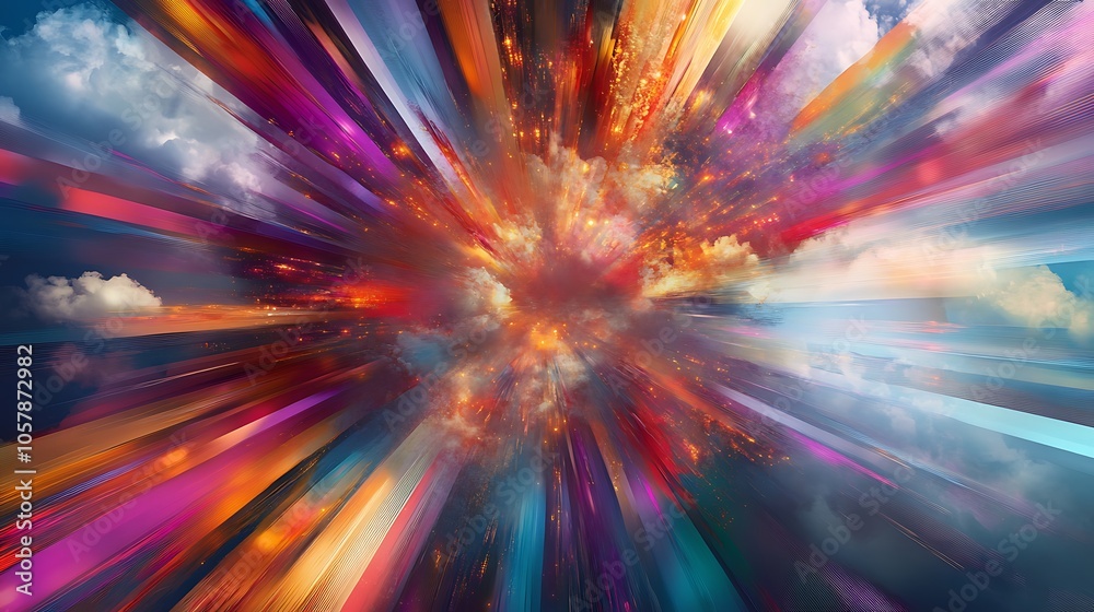 The explosion of color and light in this photo is a true feast for the eyes, with its dynamic motion and bright, vibrant hues colliding in a breathtaking display of abstract beauty. The explosion of color and light in this photo is a true feast for the eyes, with its dynamic motion and bright, vibrant hues colliding in a breathtaking display of abstract beauty.