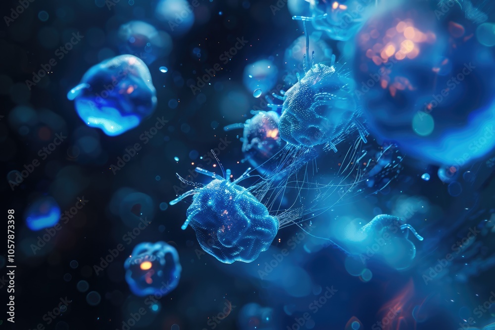 blue cell life biology medicine scientific molecular research background blue cell life biology medicine scientific molecular research background
