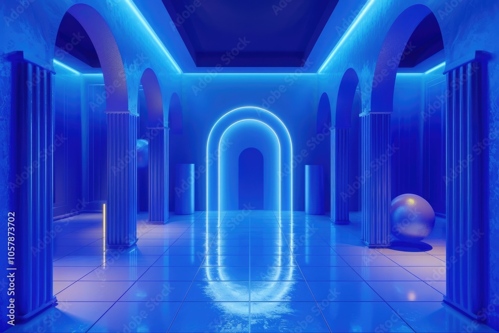 Blue room in the 3d. Light style background. Blue room in the 3d. Light style background.