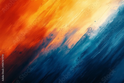 Abstract painting with vibrant colors showcasing a blend of warm and cool tones