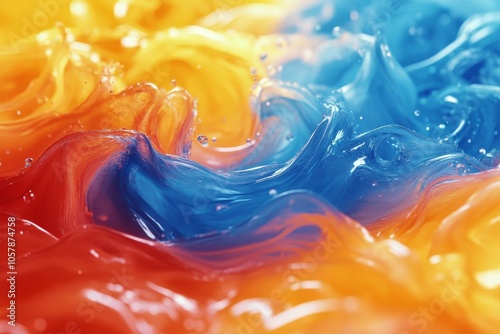 Abstract painting with vibrant colors showcasing a blend of warm and cool tones
