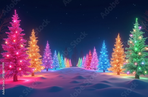 Colorful Christmas Trees On A Row At 31-10-2024