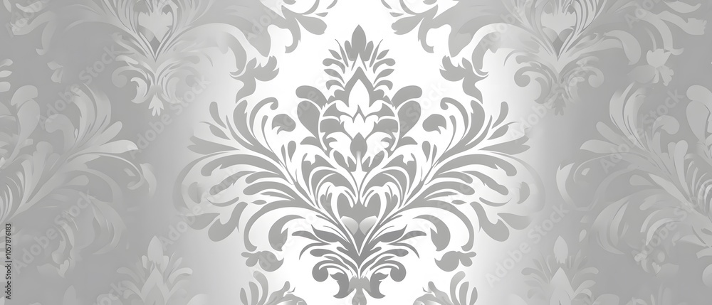 Elegant Silver Damask Pattern Background