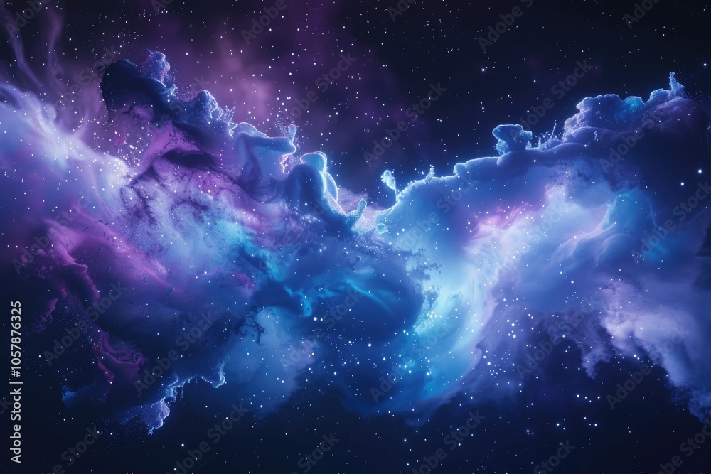 Sparkling blue and purple nebula in deep space. Sparkling blue and purple nebula in deep space.