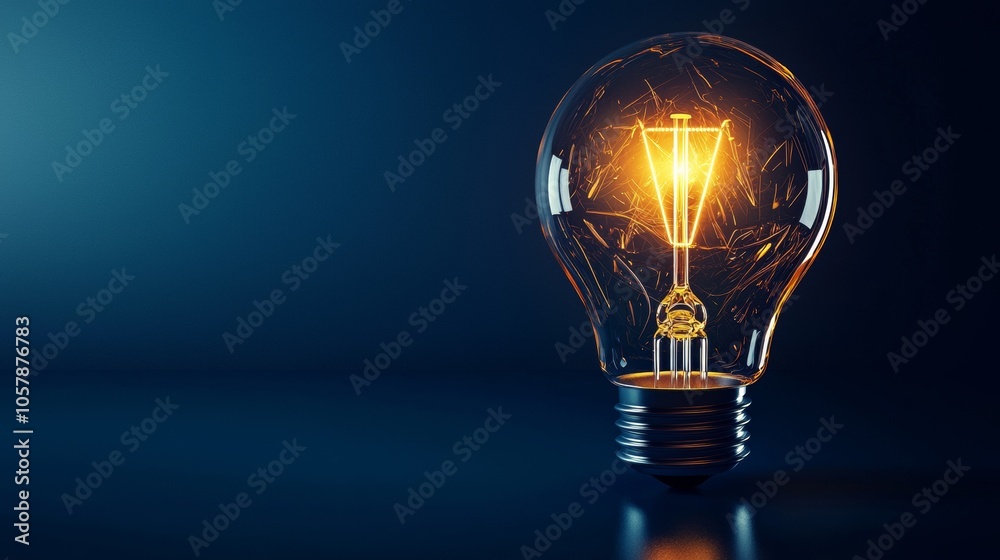 Glowing light bulb against a dark blue background Glowing light bulb against a dark blue background