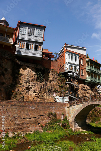 beautiful building architecture design from tbilisi georgia photo