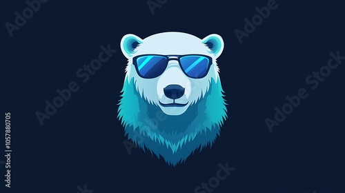 A playful polar bear logo design featuring cool sunglasses. photo