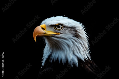 eagle profile portrait on black background